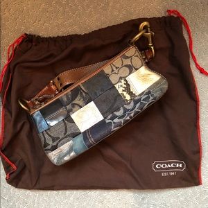 COACH Denim Patchwork Purse, Leather Trim